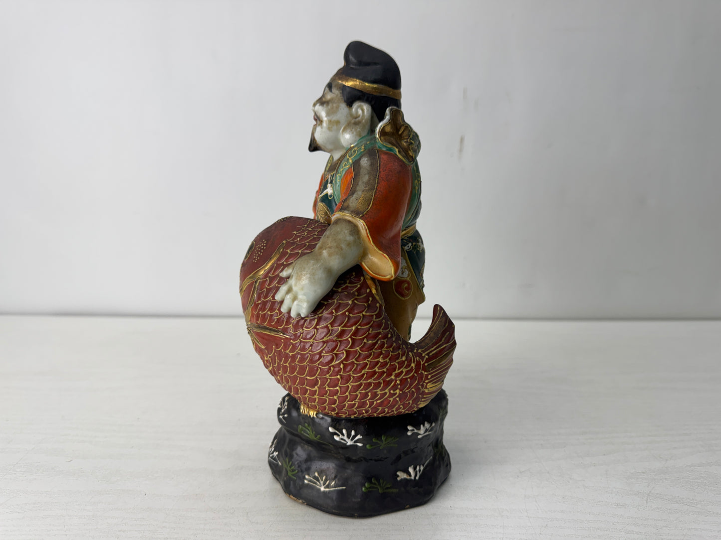 Y10522 STATUE Kutani-ware Ebisu figurine color picture Japan antique figure