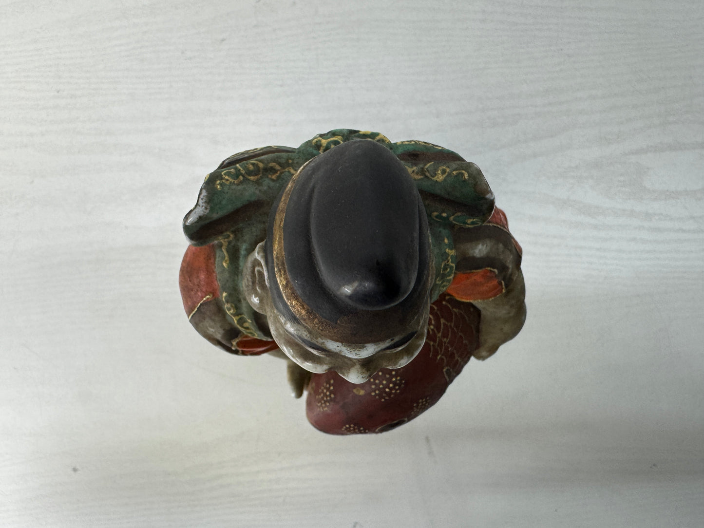 Y10522 STATUE Kutani-ware Ebisu figurine color picture Japan antique figure