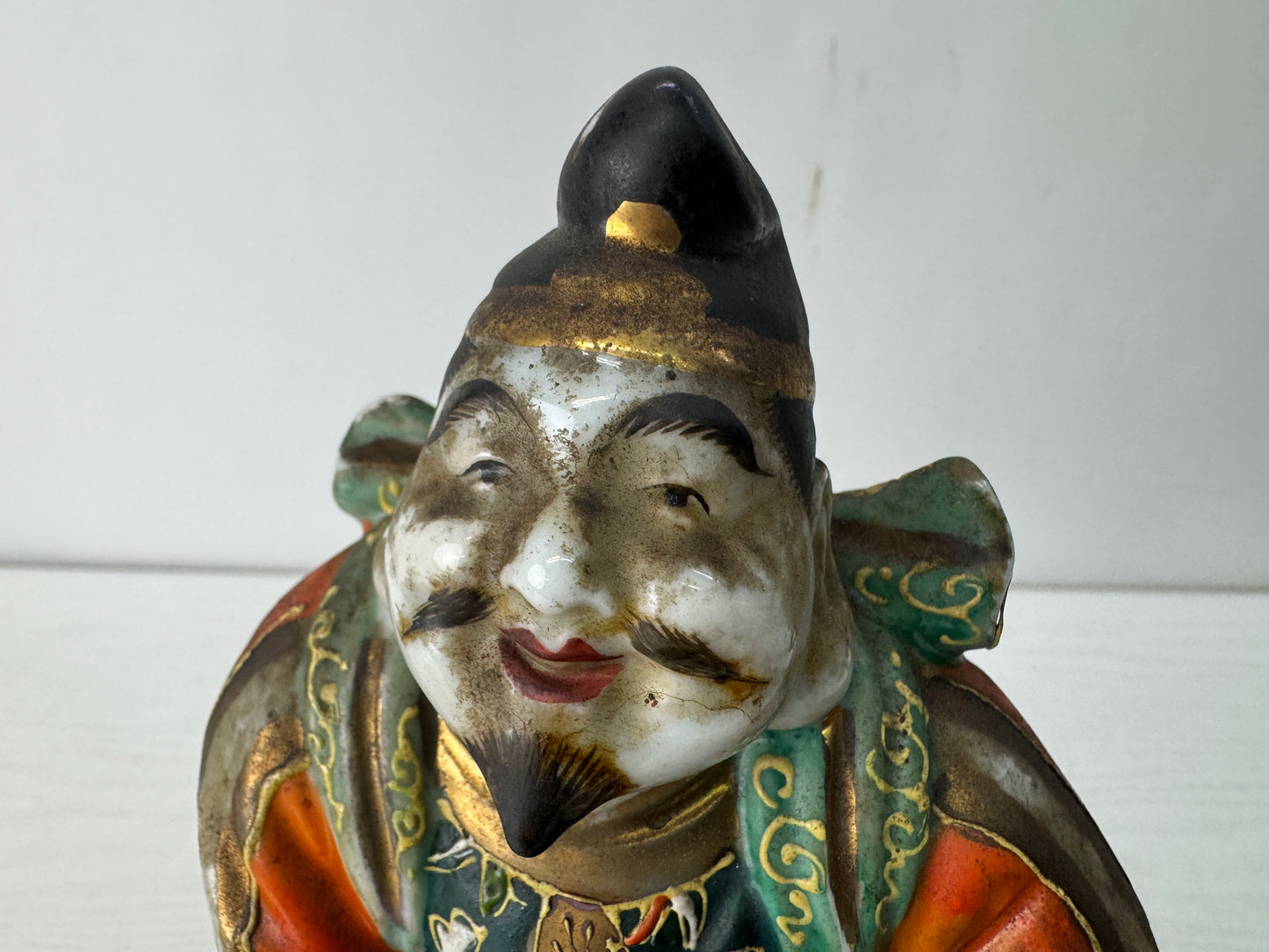 Y10522 STATUE Kutani-ware Ebisu figurine color picture Japan antique figure