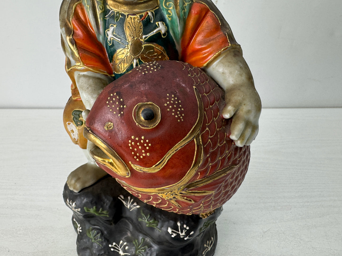 Y10522 STATUE Kutani-ware Ebisu figurine color picture Japan antique figure