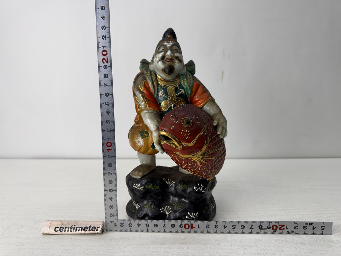 Y10522 STATUE Kutani-ware Ebisu figurine color picture Japan antique figure