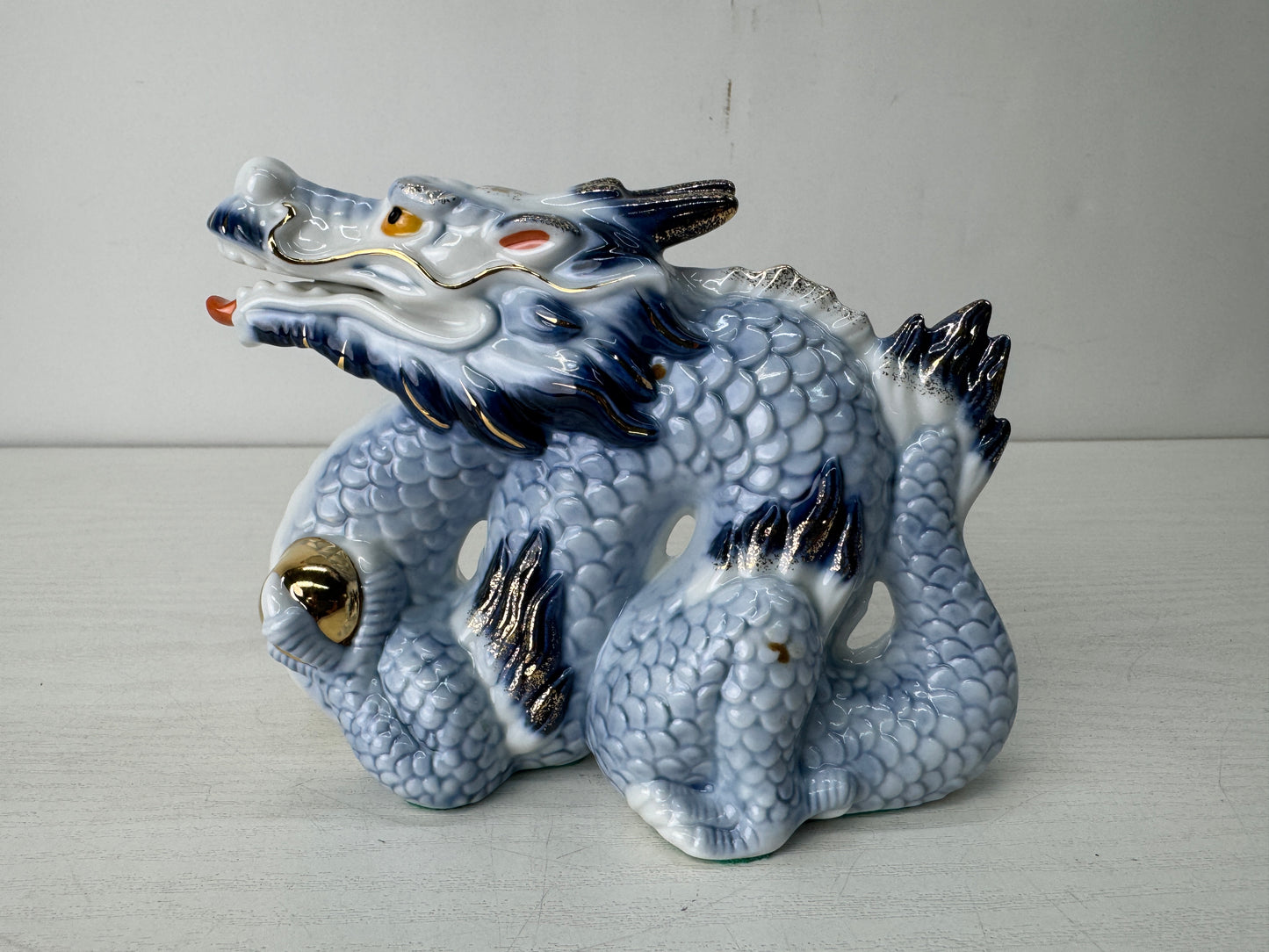 Y10523 OKIMONO Kyo-ware Dragon figure figurie ornament Japan antique interior