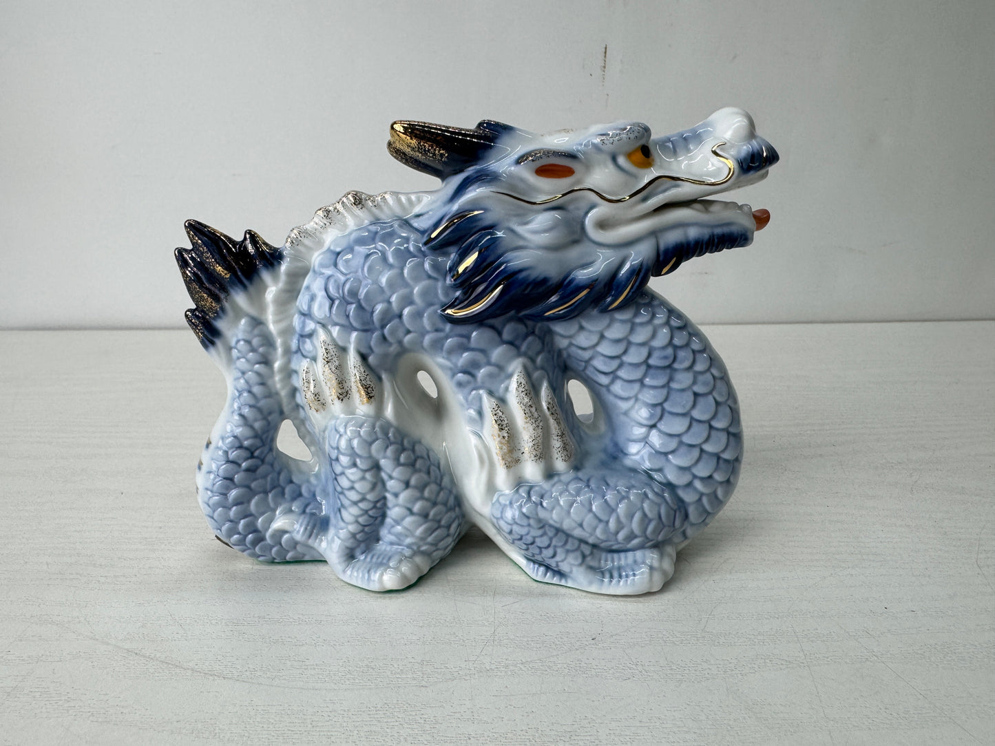 Y10523 OKIMONO Kyo-ware Dragon figure figurie ornament Japan antique interior