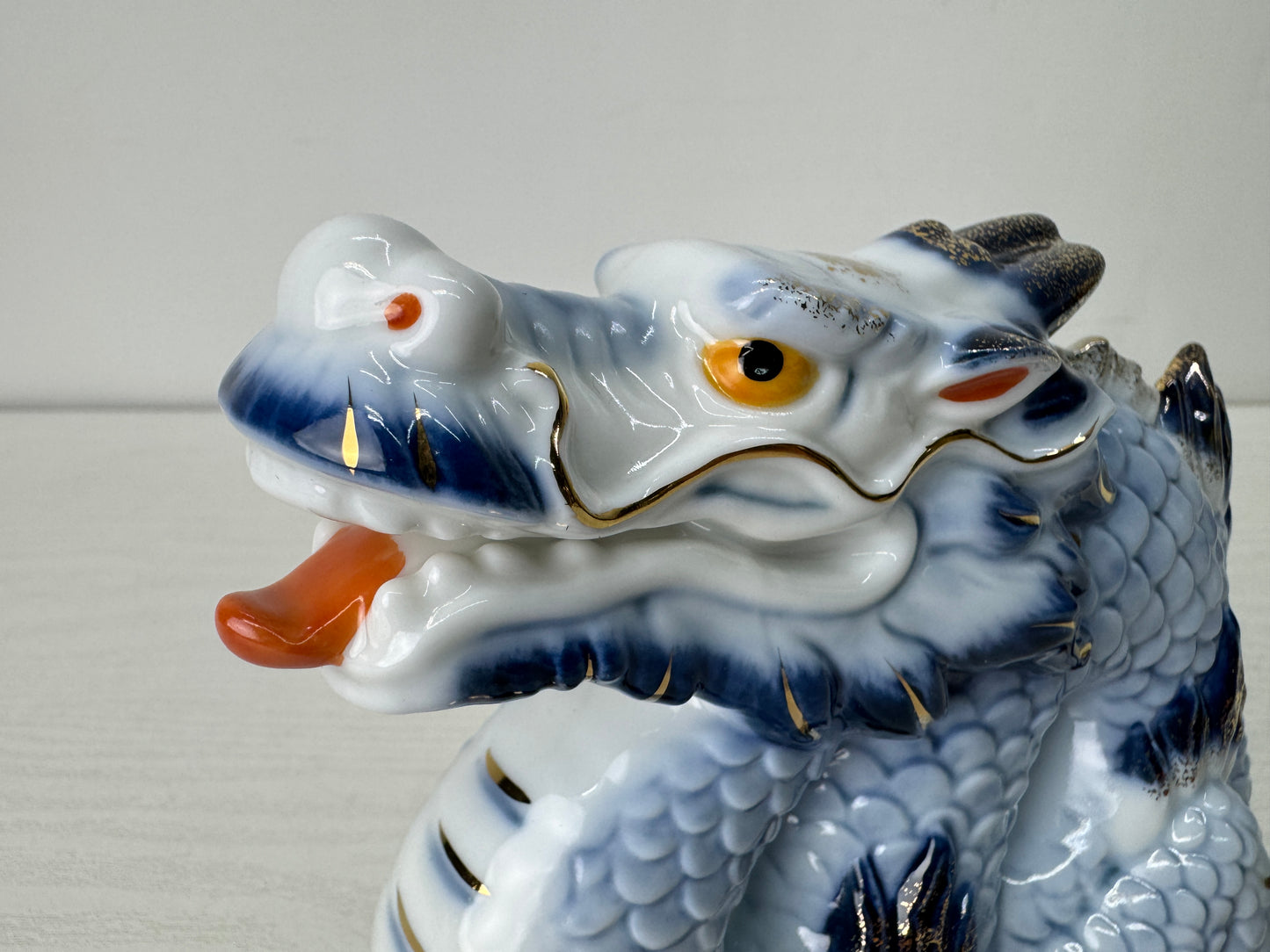 Y10523 OKIMONO Kyo-ware Dragon figure figurie ornament Japan antique interior