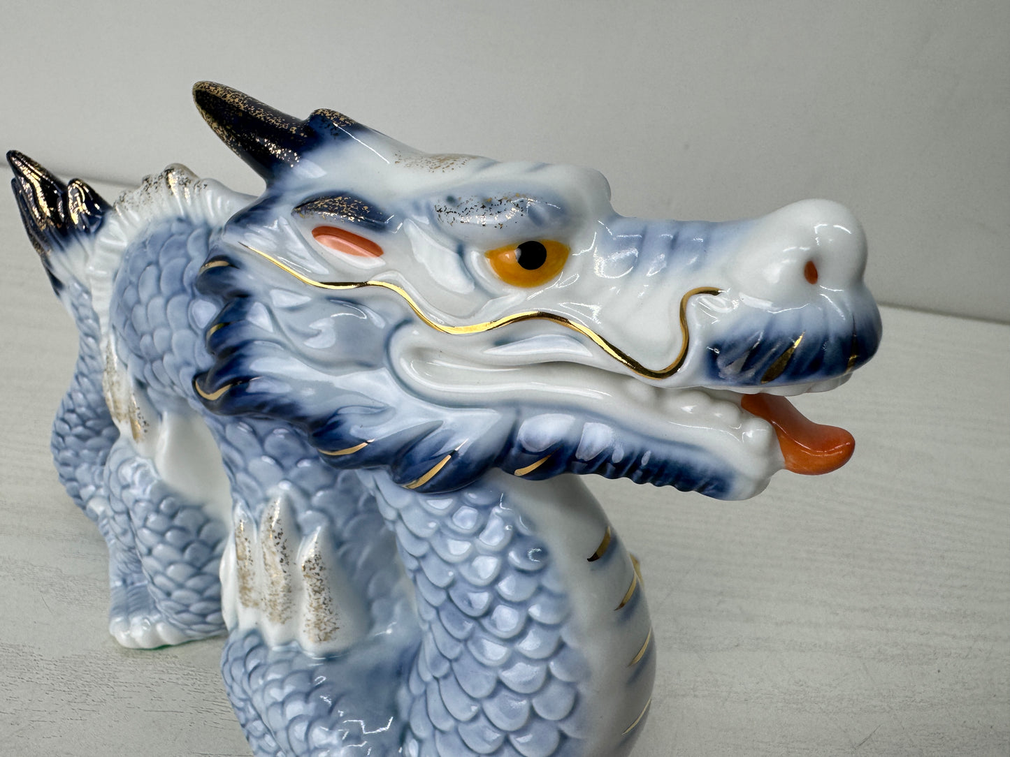 Y10523 OKIMONO Kyo-ware Dragon figure figurie ornament Japan antique interior