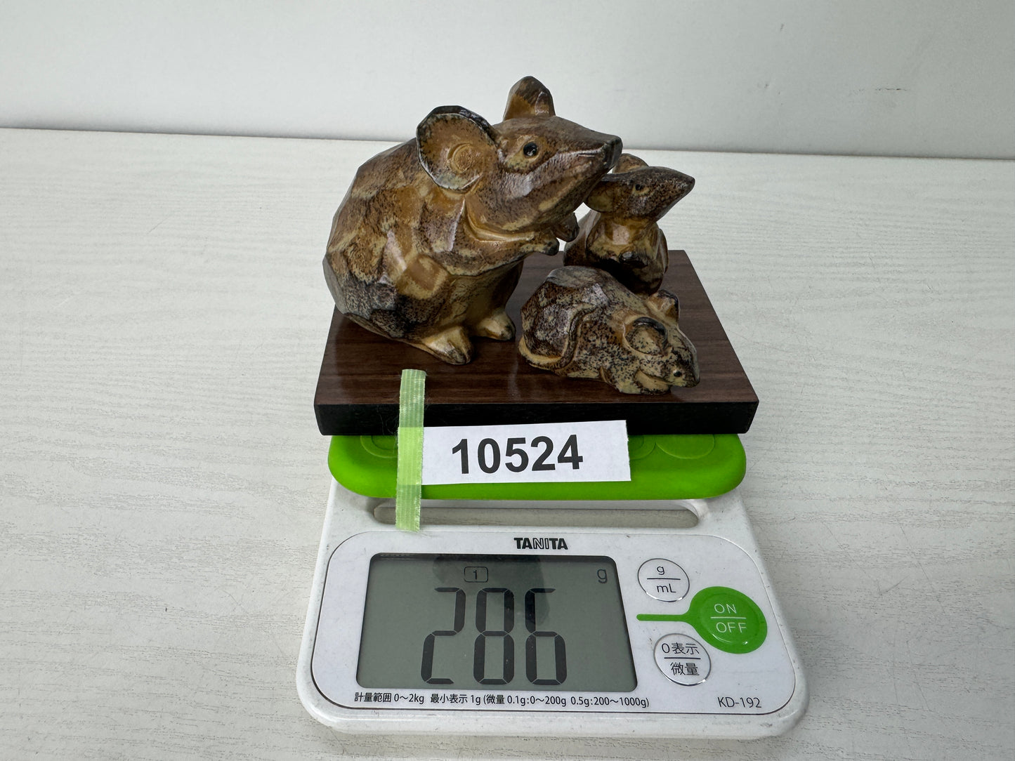 Y10524 OKIMONO Mino-ware 3 Mice figure figurine stand Japan antique interior