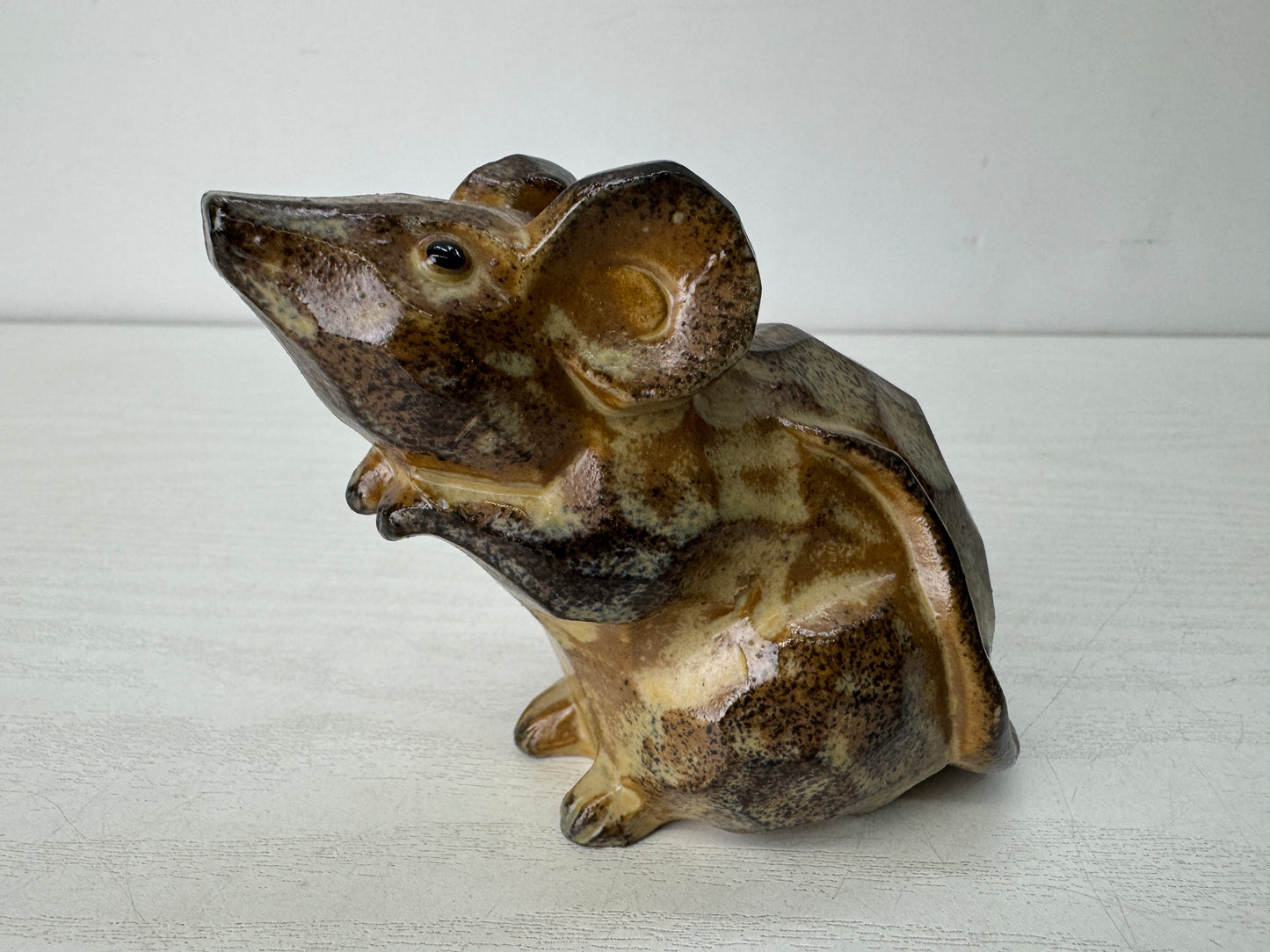 Y10524 OKIMONO Mino-ware 3 Mice figure figurine stand Japan antique interior