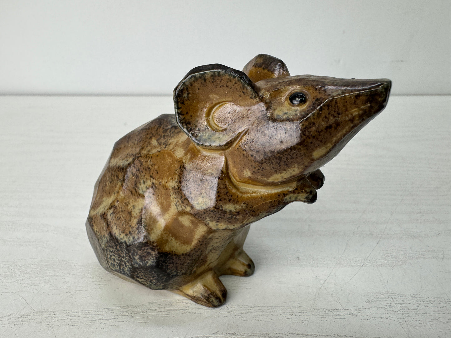 Y10524 OKIMONO Mino-ware 3 Mice figure figurine stand Japan antique interior