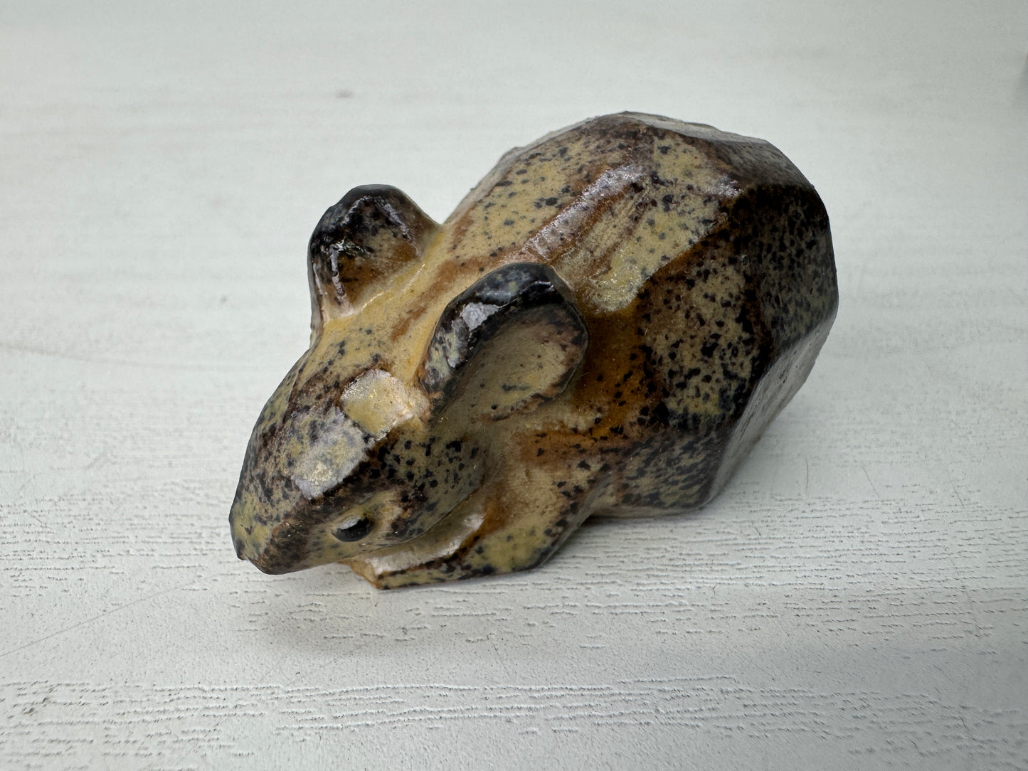 Y10524 OKIMONO Mino-ware 3 Mice figure figurine stand Japan antique interior