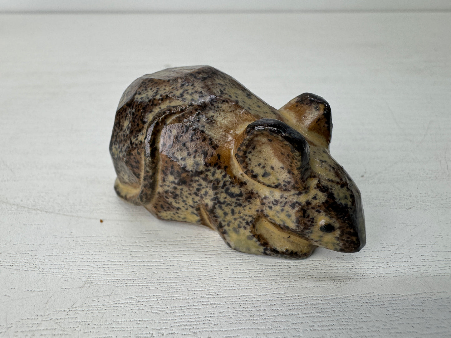 Y10524 OKIMONO Mino-ware 3 Mice figure figurine stand Japan antique interior