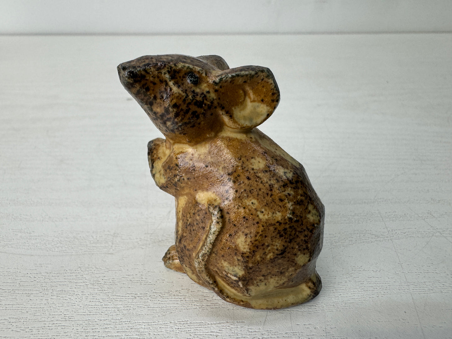 Y10524 OKIMONO Mino-ware 3 Mice figure figurine stand Japan antique interior