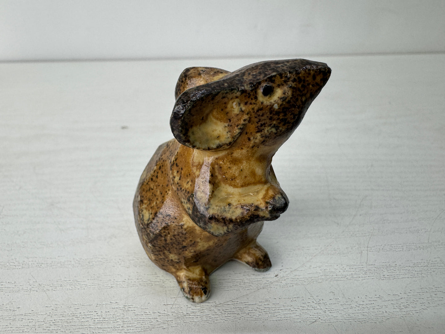 Y10524 OKIMONO Mino-ware 3 Mice figure figurine stand Japan antique interior