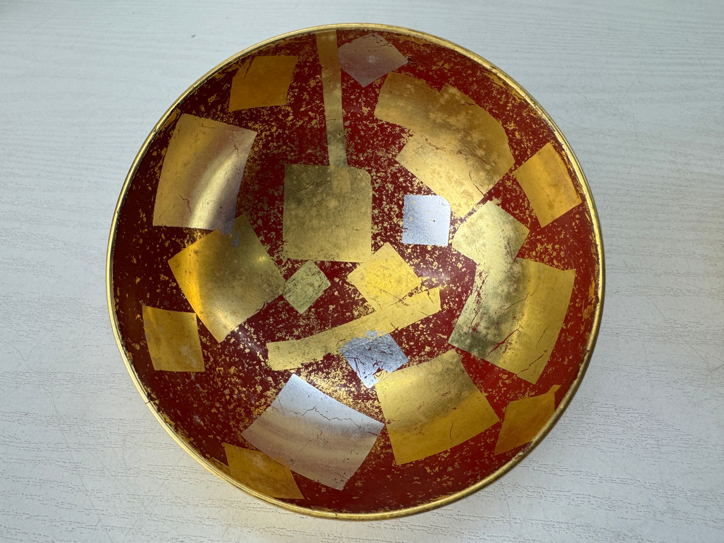 Y10526 BOX Gold Makie Bell accessory case lid signed Japan antique container