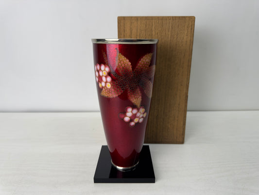 Y10529 FLOWER VASE Cloisonne signed box Japan antique ikebana floral arrangement