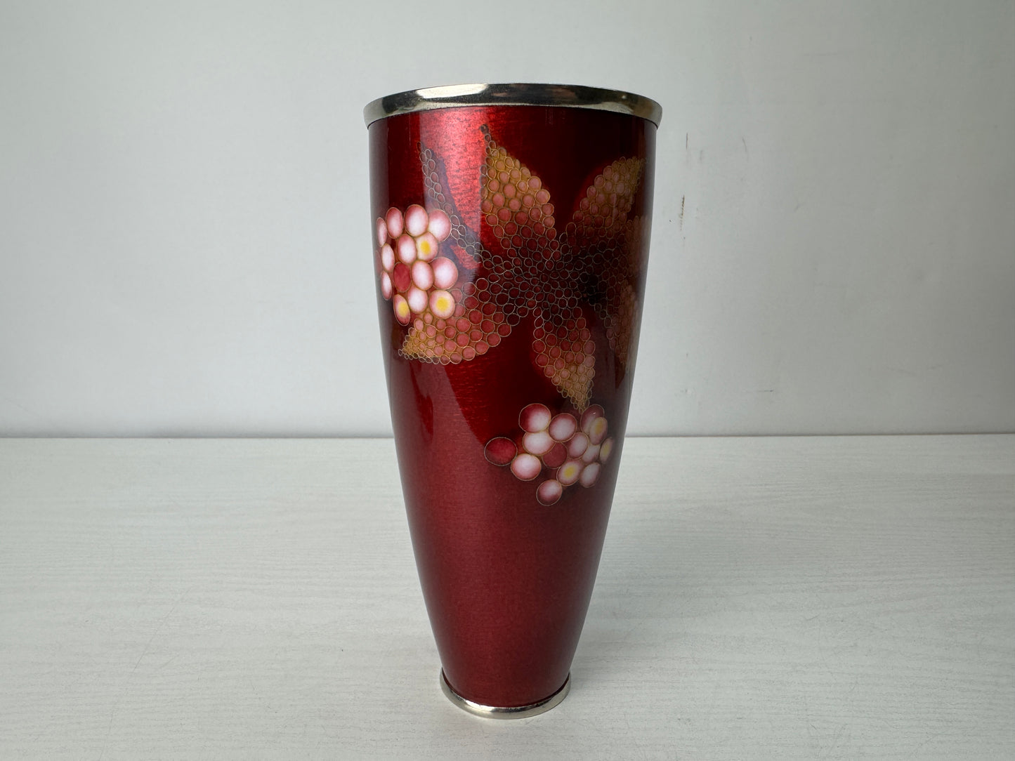 Y10529 FLOWER VASE Cloisonne signed box Japan antique ikebana floral arrangement