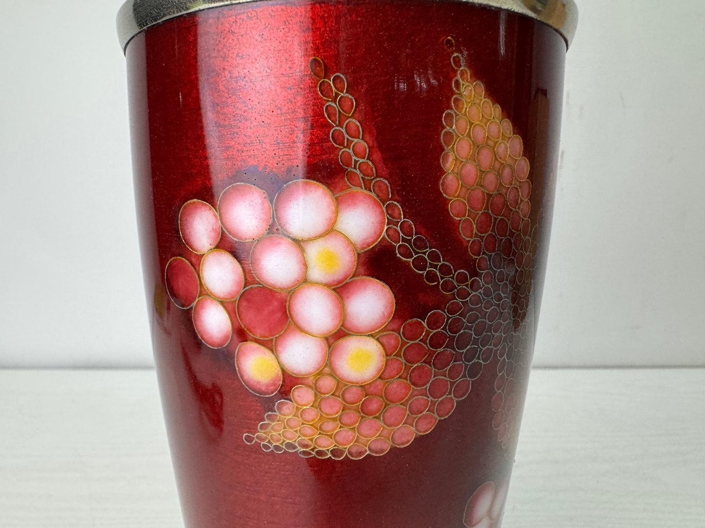 Y10529 FLOWER VASE Cloisonne signed box Japan antique ikebana floral arrangement
