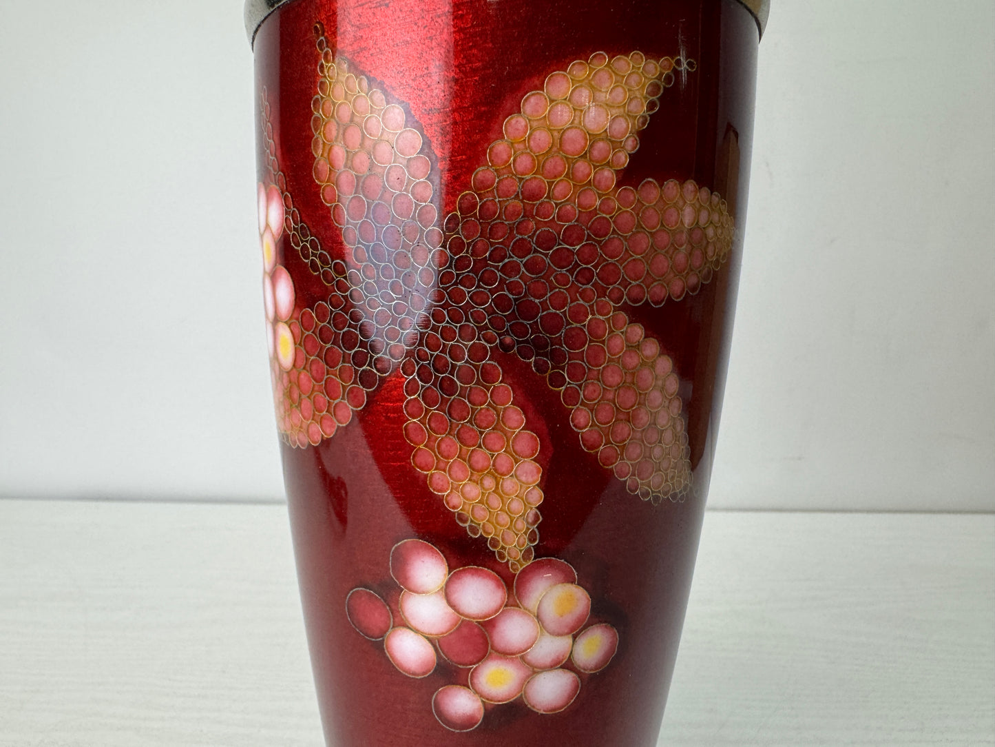 Y10529 FLOWER VASE Cloisonne signed box Japan antique ikebana floral arrangement