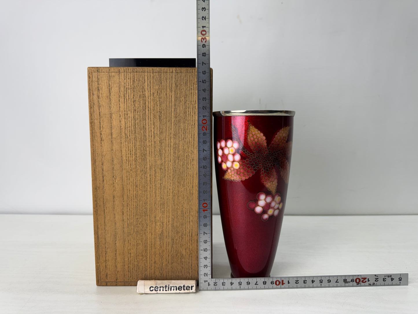 Y10529 FLOWER VASE Cloisonne signed box Japan antique ikebana floral arrangement