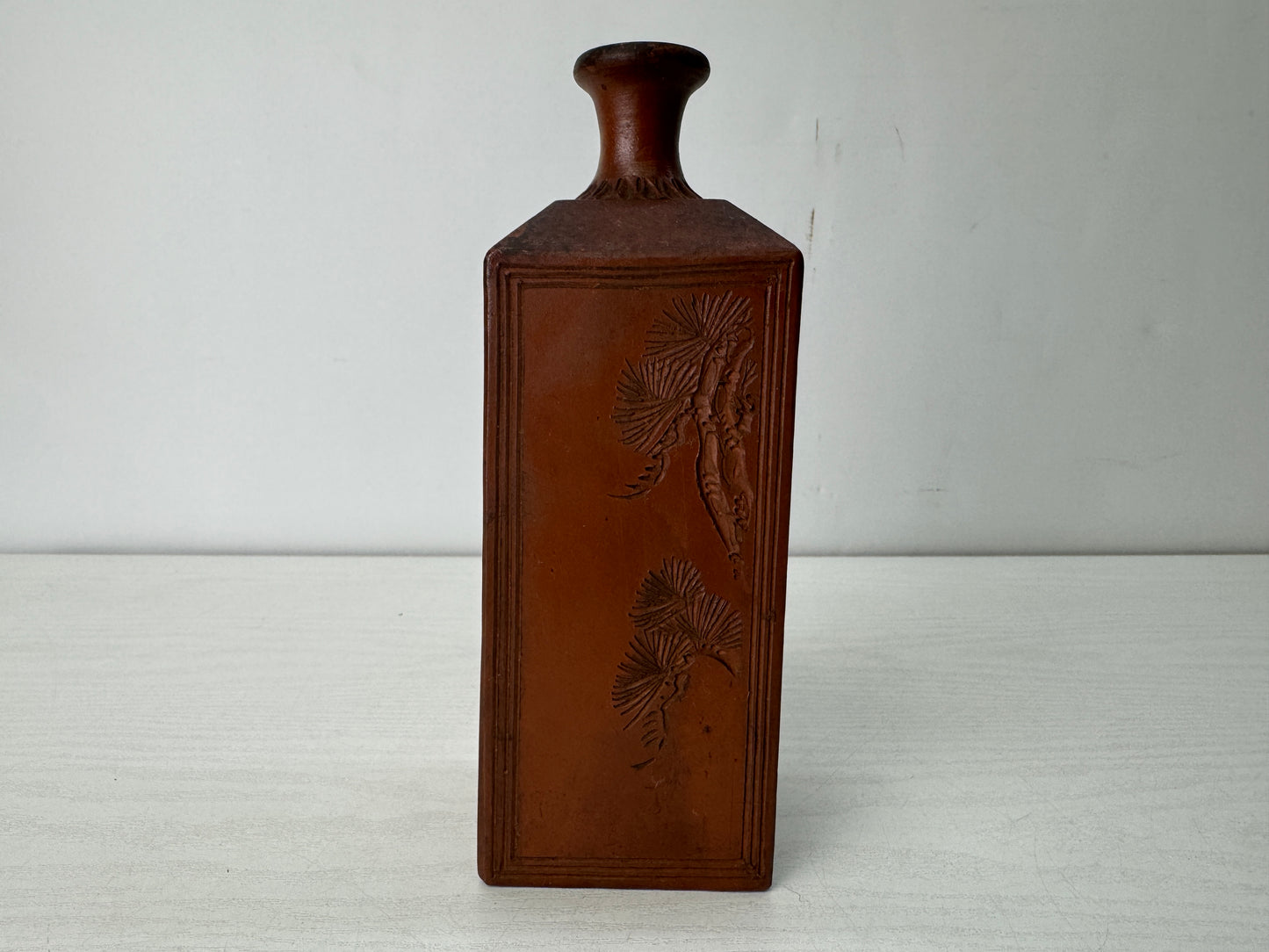 Y10531 CHOUSHI Bizen-ware square Sake bottle signed Jaoan antique container jar