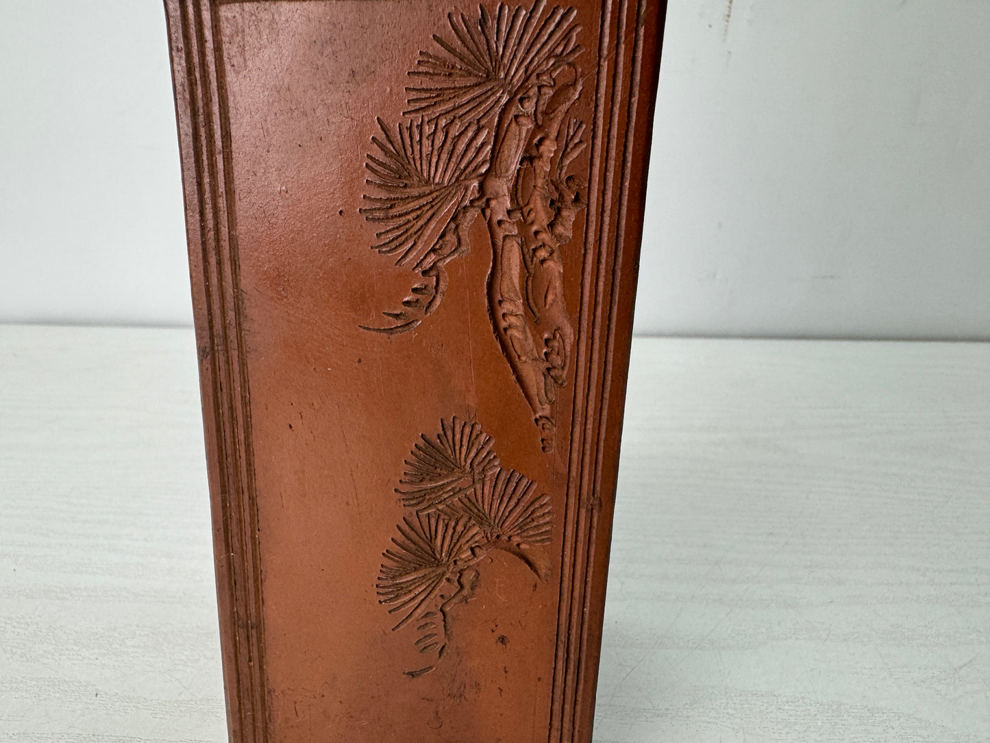 Y10531 CHOUSHI Bizen-ware square Sake bottle signed Jaoan antique container jar