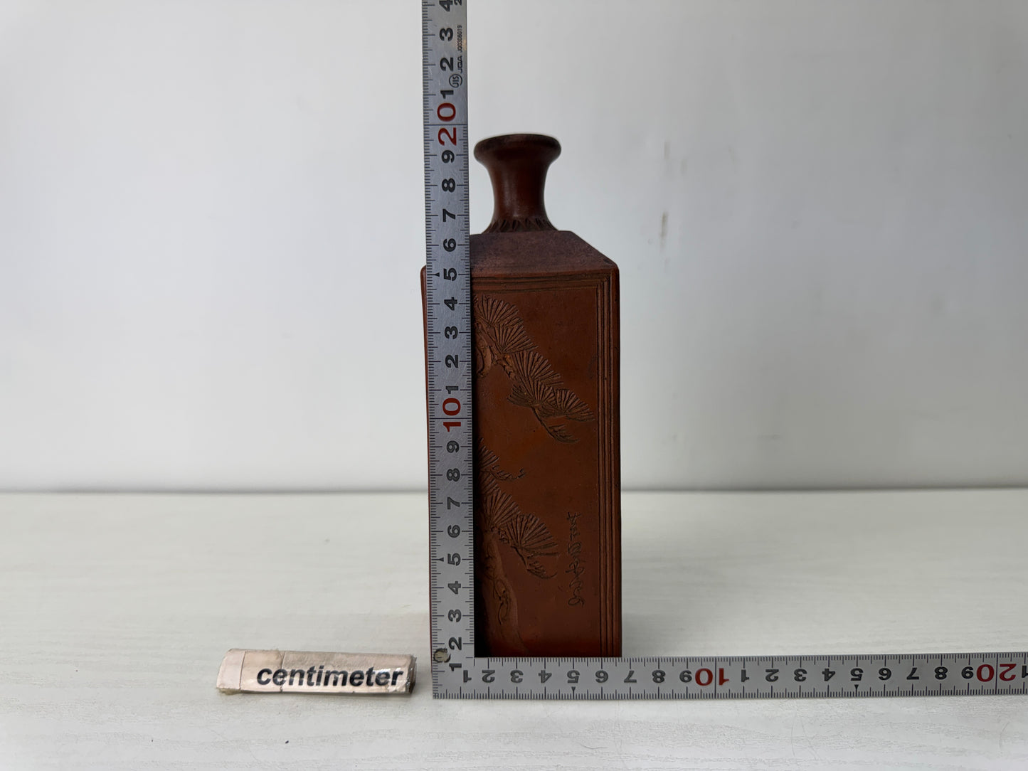 Y10531 CHOUSHI Bizen-ware square Sake bottle signed Jaoan antique container jar