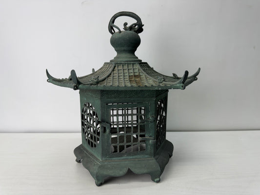Y10533 TOUROU Copper Hanging Lantern Dragon Demon Japan antique light interior