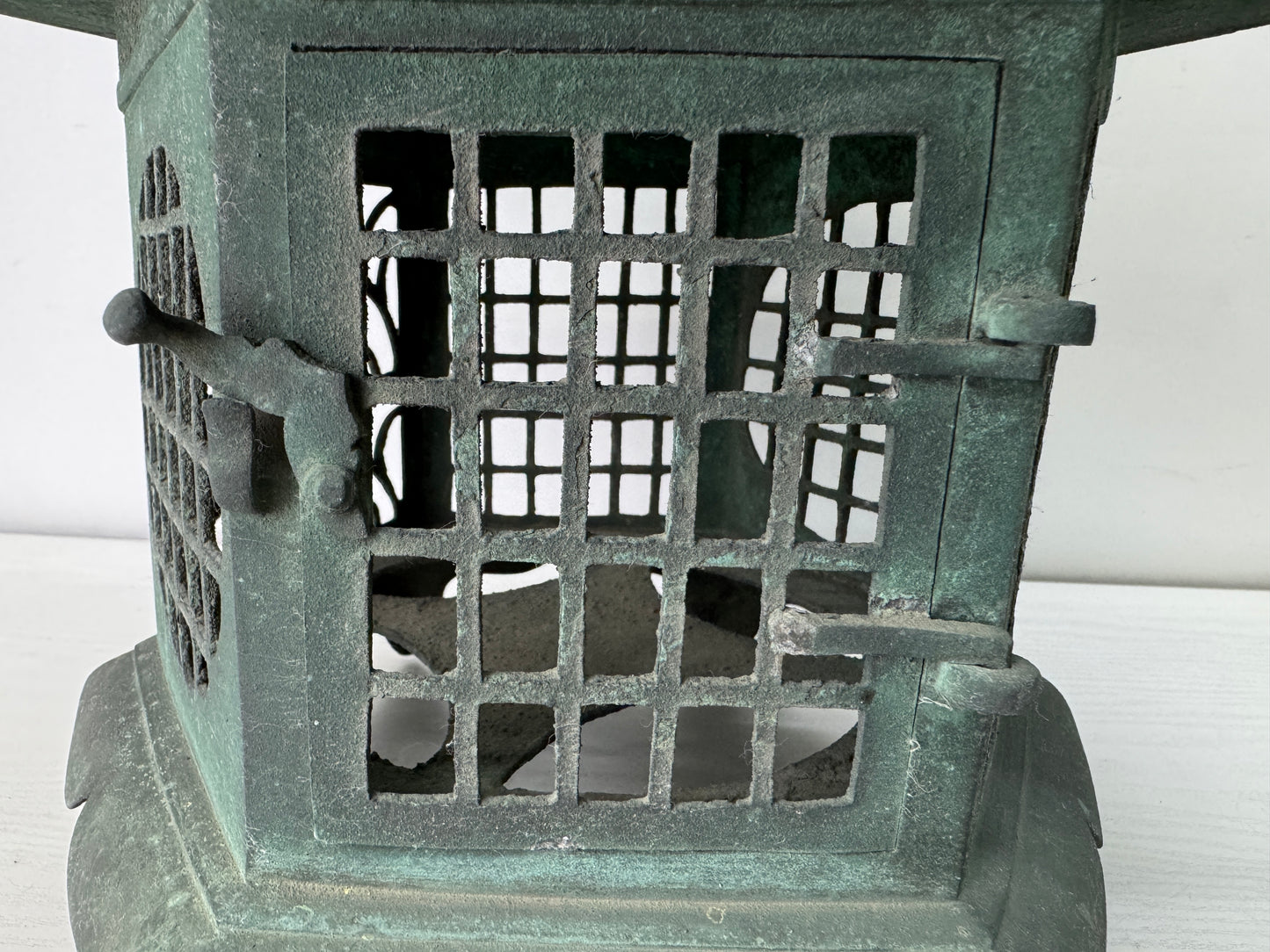 Y10533 TOUROU Copper Hanging Lantern Dragon Demon Japan antique light interior