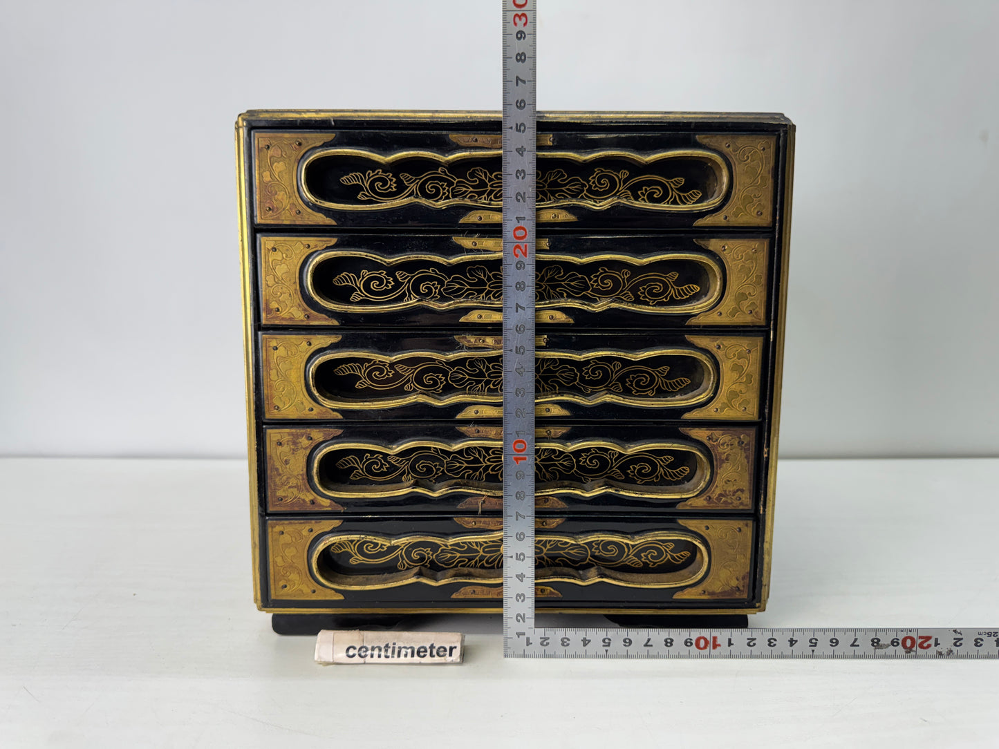 Y10536 TANSU Makie small 5-tiered small chest drawers Japan antique furniture