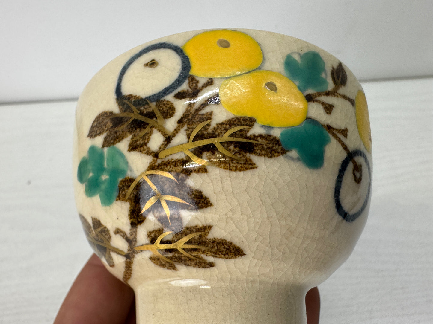 Y10539 YUNOMI Kyo-ware Sencha teacup set of 5 signed box Korin Japan antique cup