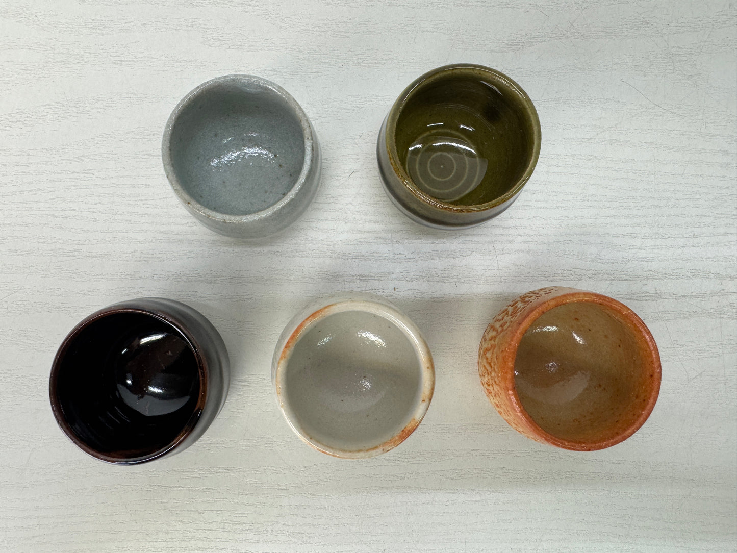 Y10541 CHAWAN Mino-ware sake cup set of 5 signed box Japan antique tableware