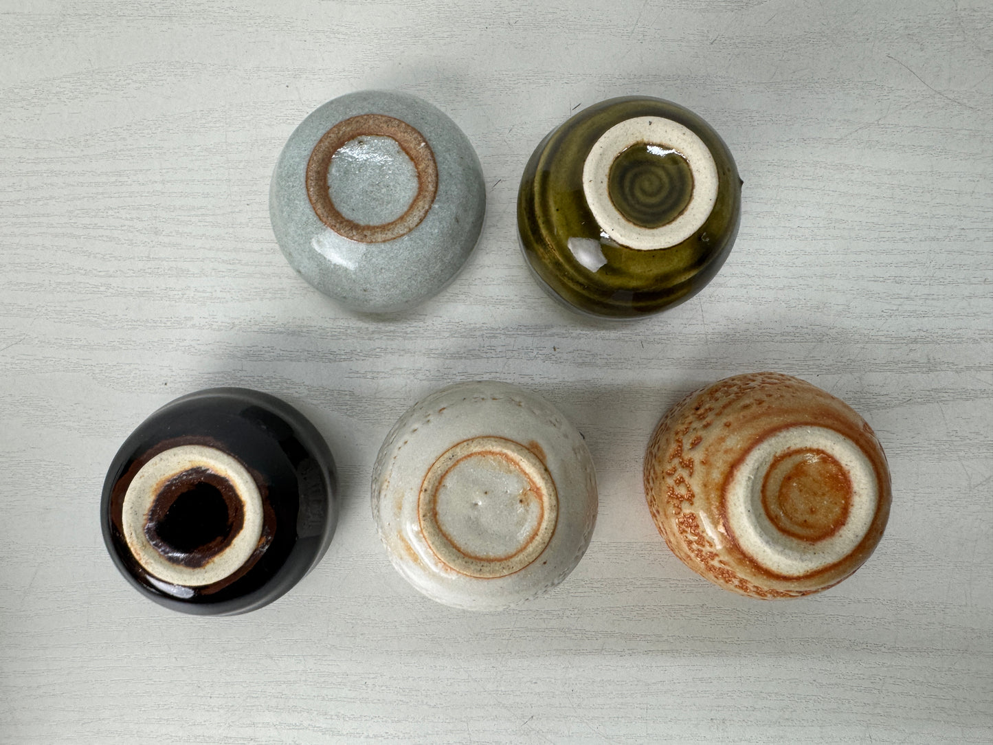 Y10541 CHAWAN Mino-ware sake cup set of 5 signed box Japan antique tableware