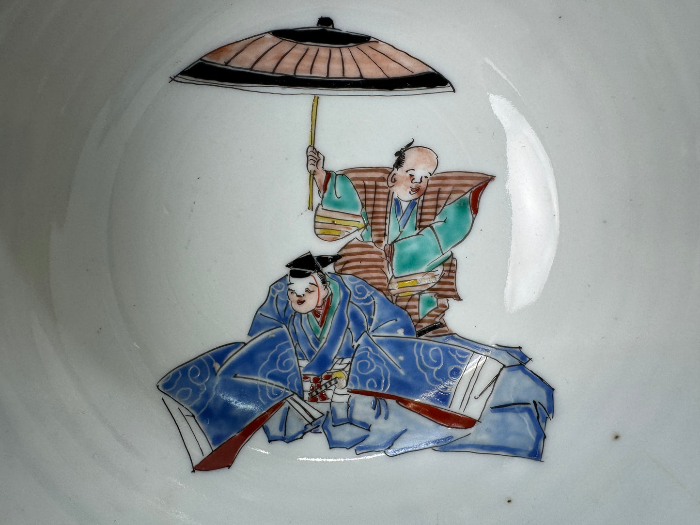 Y10545 CHAWAN Kutani-ware kintsugi bowl color picture Japan antique tableware