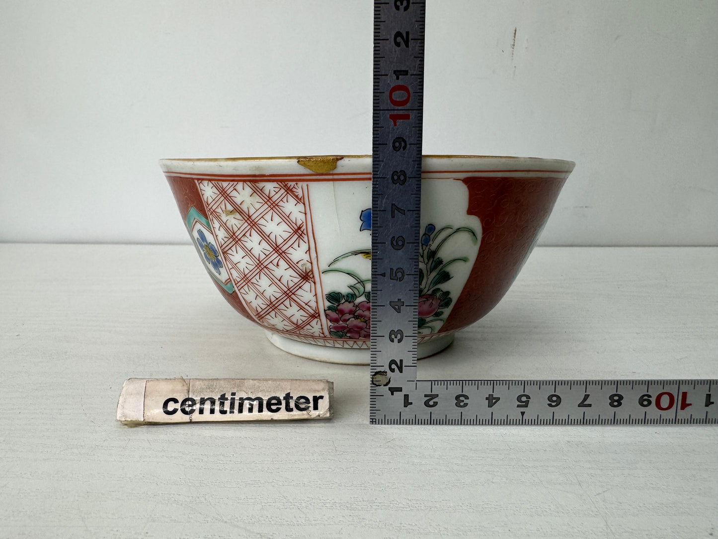 Y10545 CHAWAN Kutani-ware kintsugi bowl color picture Japan antique tableware