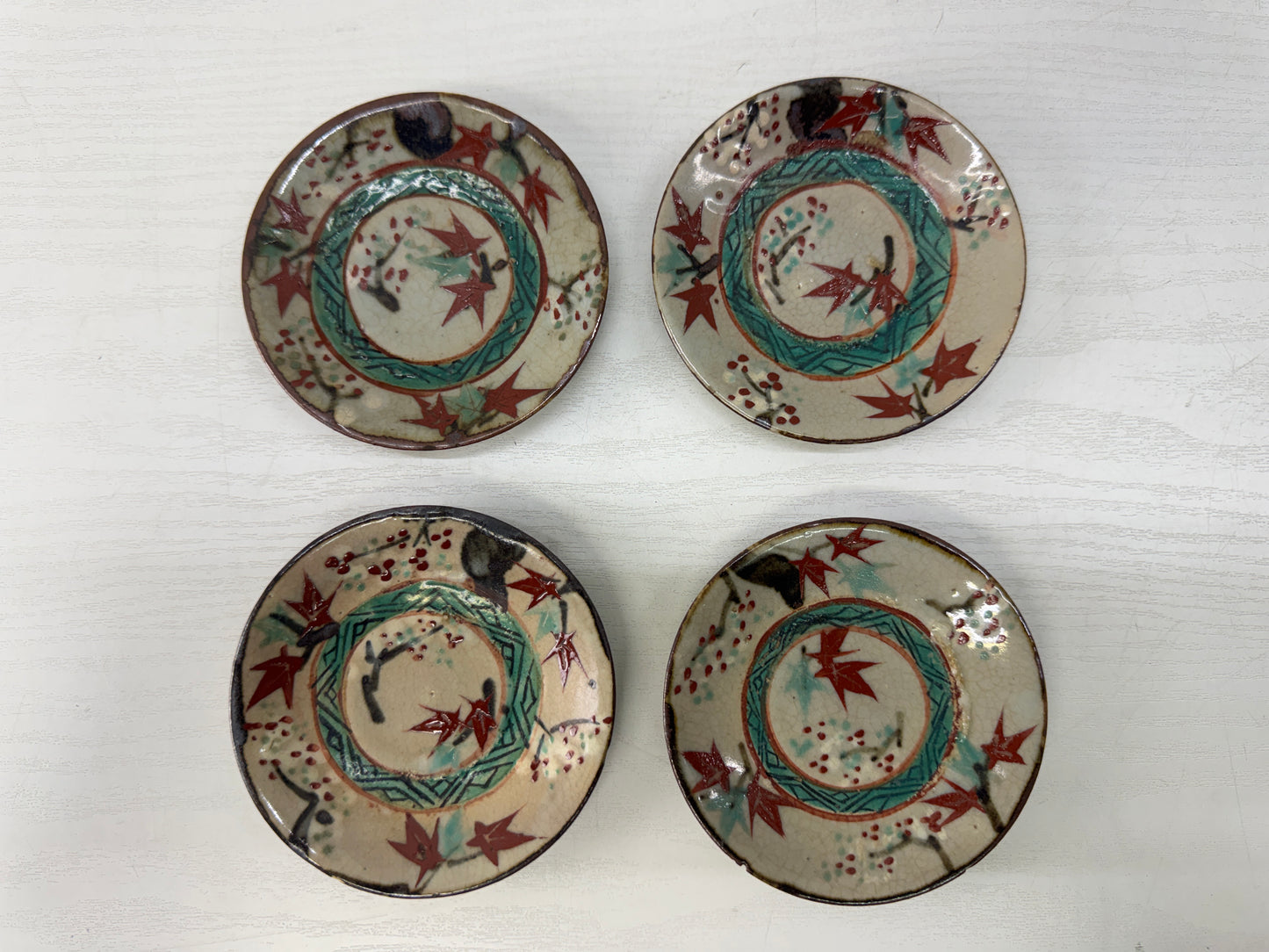 Y10548 DISH Inuyama-ware small plate Unkinde design Japan antique tableware