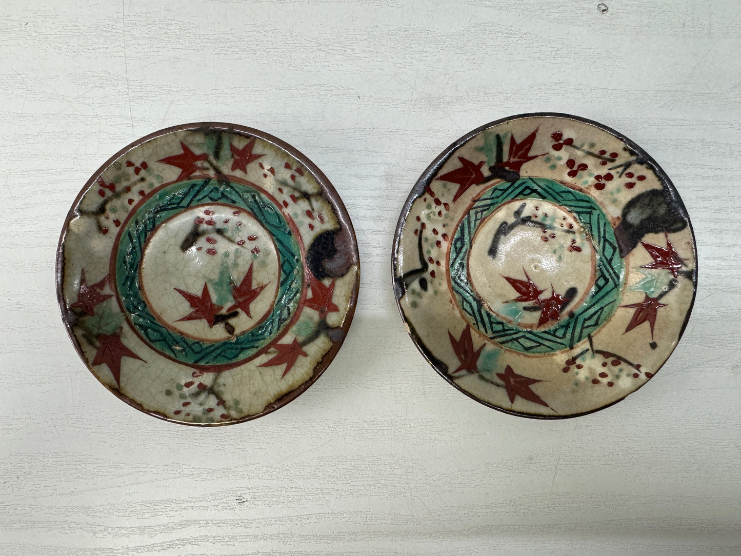 Y10548 DISH Inuyama-ware small plate Unkinde design Japan antique tableware