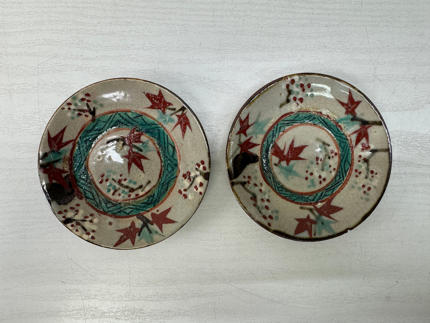 Y10548 DISH Inuyama-ware small plate Unkinde design Japan antique tableware