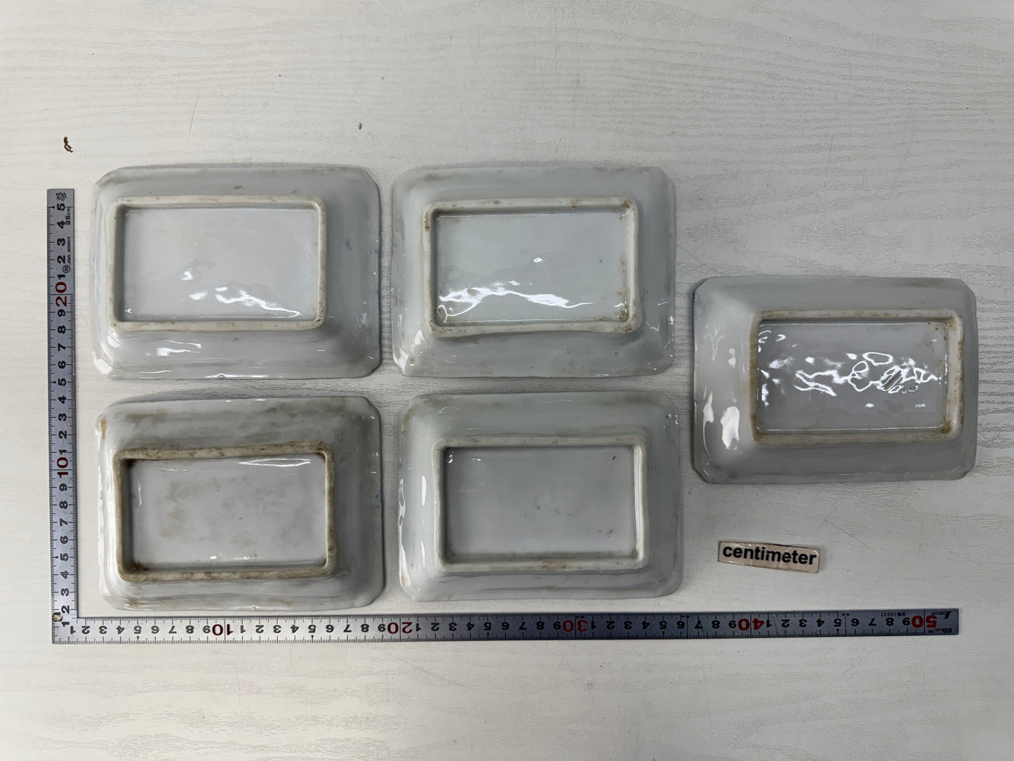 Y10549 DISH Seto-ware square plate set of 5 Dragon Japan antique tableware