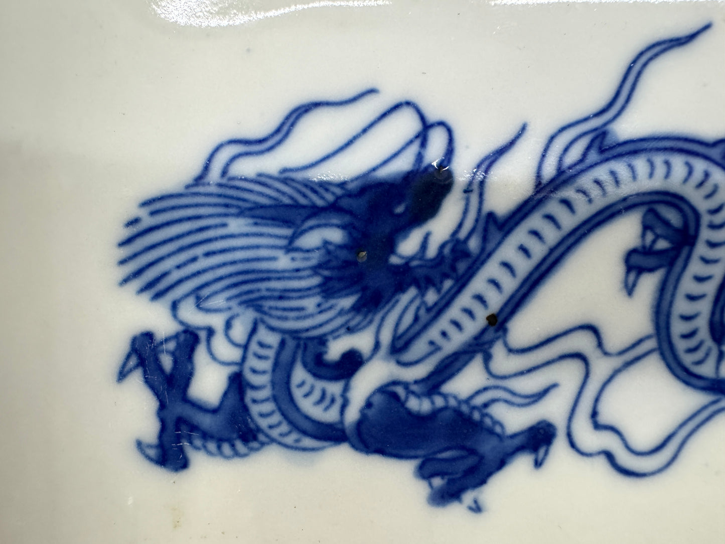 Y10549 DISH Seto-ware square plate set of 5 Dragon Japan antique tableware