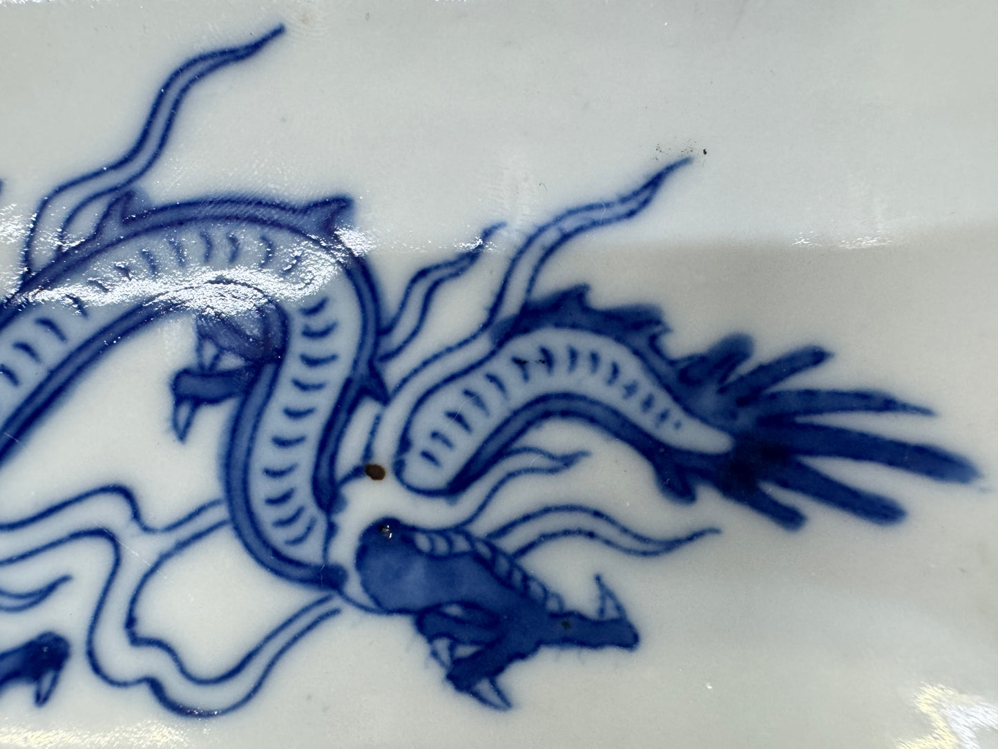 Y10549 DISH Seto-ware square plate set of 5 Dragon Japan antique tableware