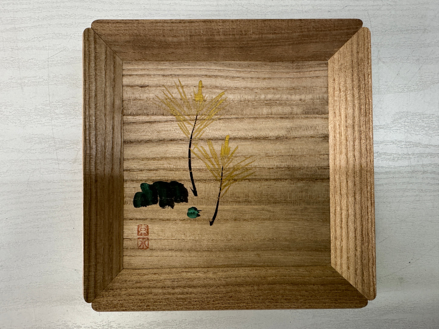 Y10550 DISH Paulownia serving plate different designs signed box Japan antique