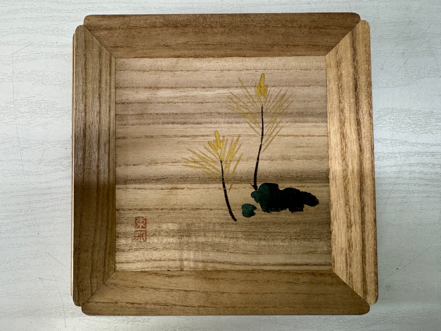 Y10550 DISH Paulownia serving plate different designs signed box Japan antique