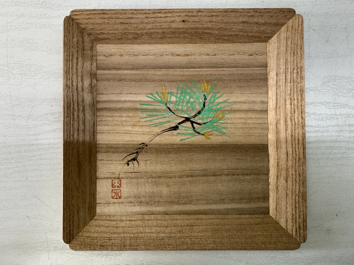 Y10550 DISH Paulownia serving plate different designs signed box Japan antique