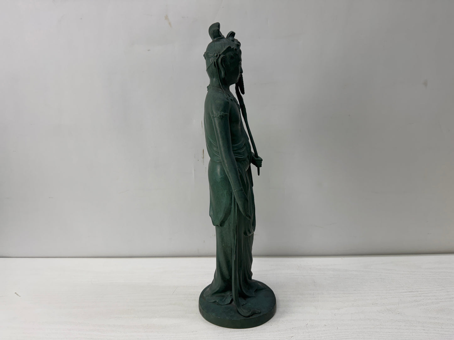 Y10556 STATUE metal Kannon figurine signed Japan antique figure interior decor