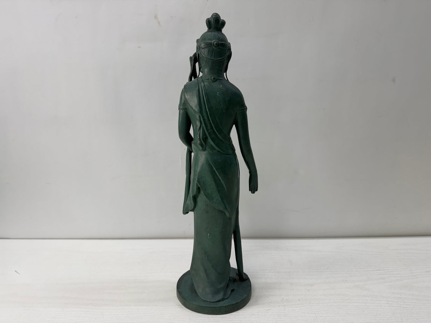 Y10556 STATUE metal Kannon figurine signed Japan antique figure interior decor