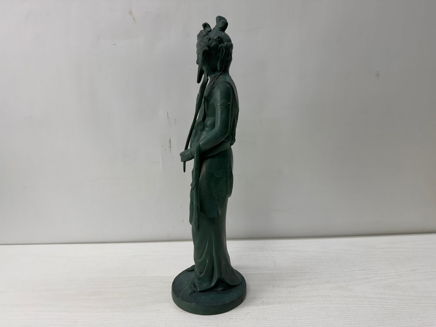 Y10556 STATUE metal Kannon figurine signed Japan antique figure interior decor