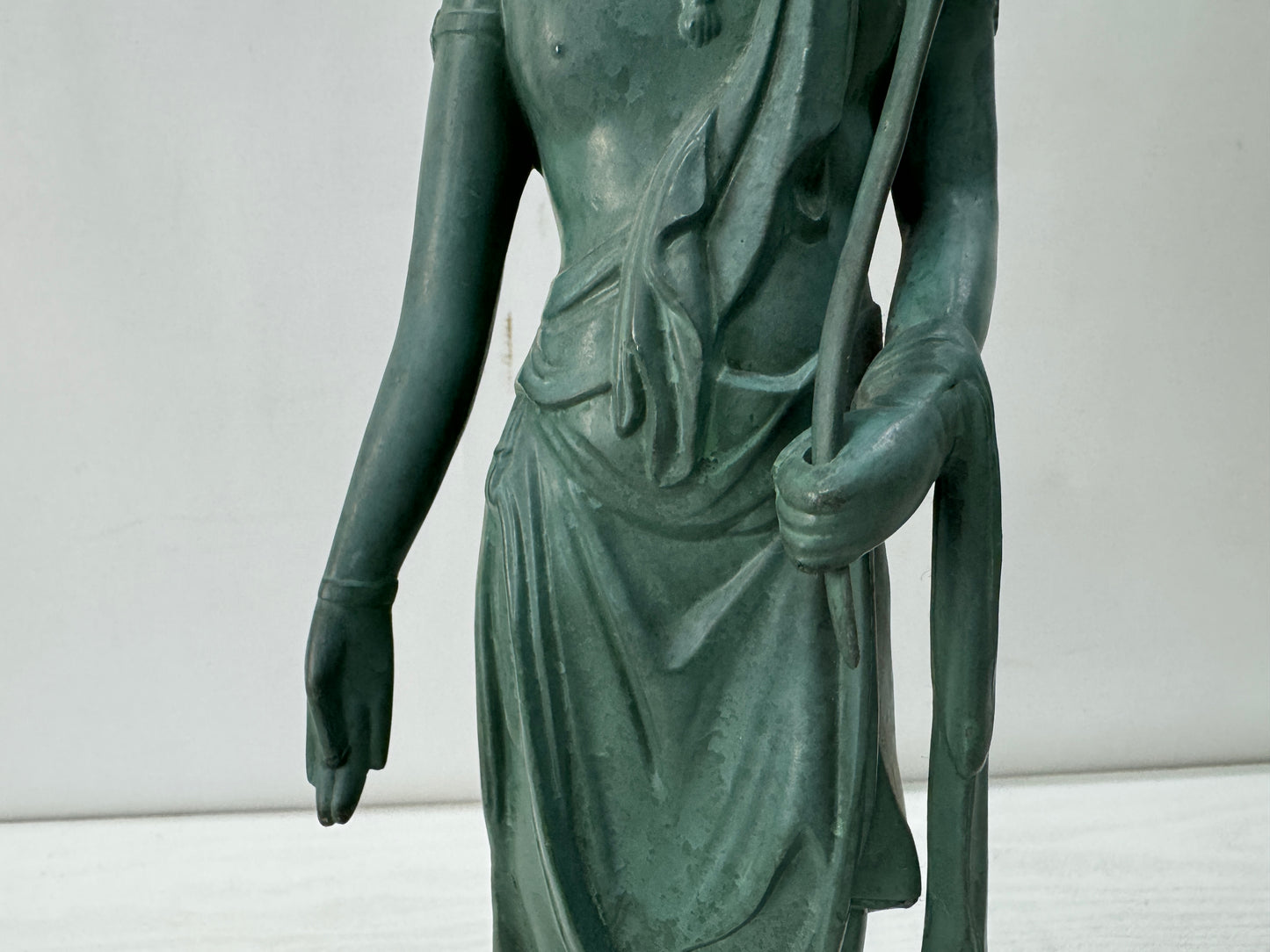Y10556 STATUE metal Kannon figurine signed Japan antique figure interior decor