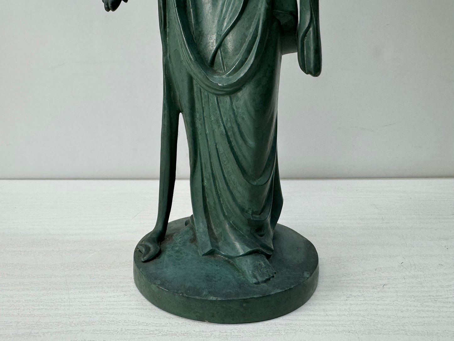 Y10556 STATUE metal Kannon figurine signed Japan antique figure interior decor