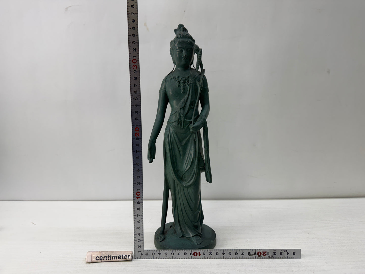 Y10556 STATUE metal Kannon figurine signed Japan antique figure interior decor