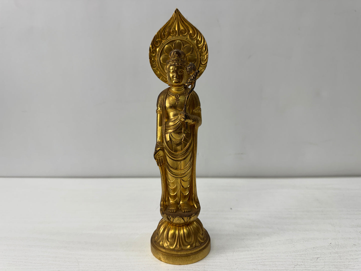 Y10557 STATUE metal Kannon figurine signed Japan antique figure interior decor