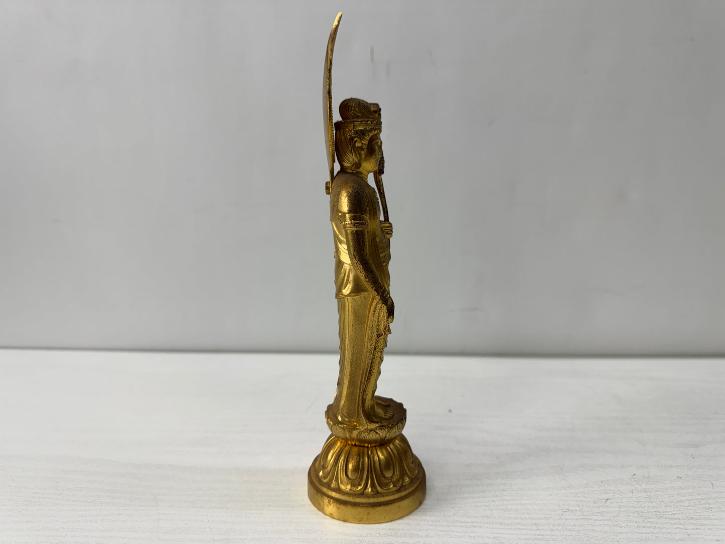 Y10557 STATUE metal Kannon figurine signed Japan antique figure interior decor